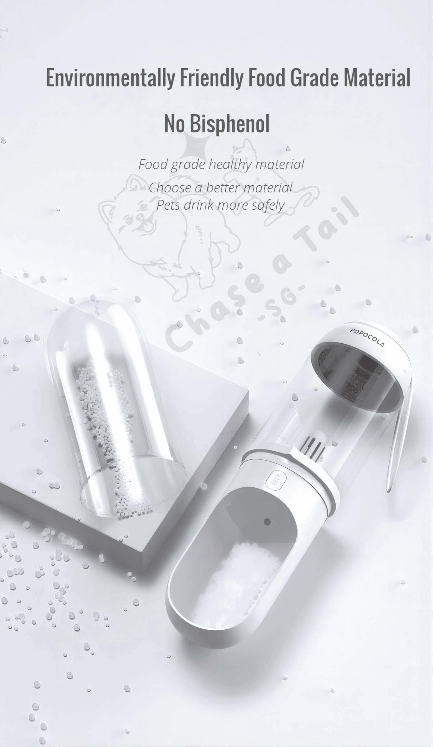 Popocola Portable Outdoor Pet Filter Water Bottle for Dogs & Cats