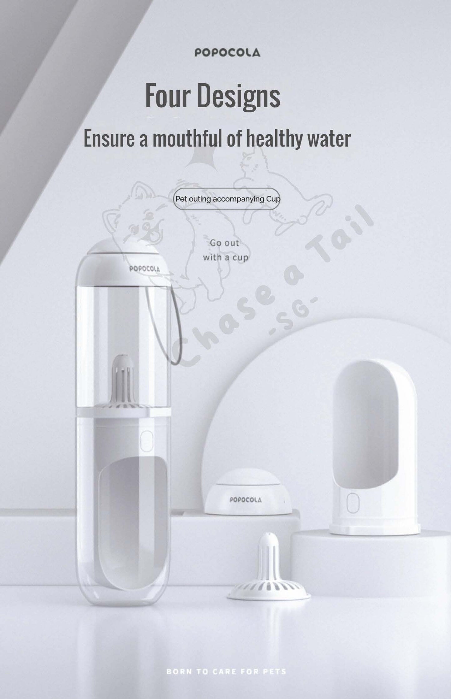 Popocola Portable Outdoor Pet Filter Water Bottle for Dogs & Cats