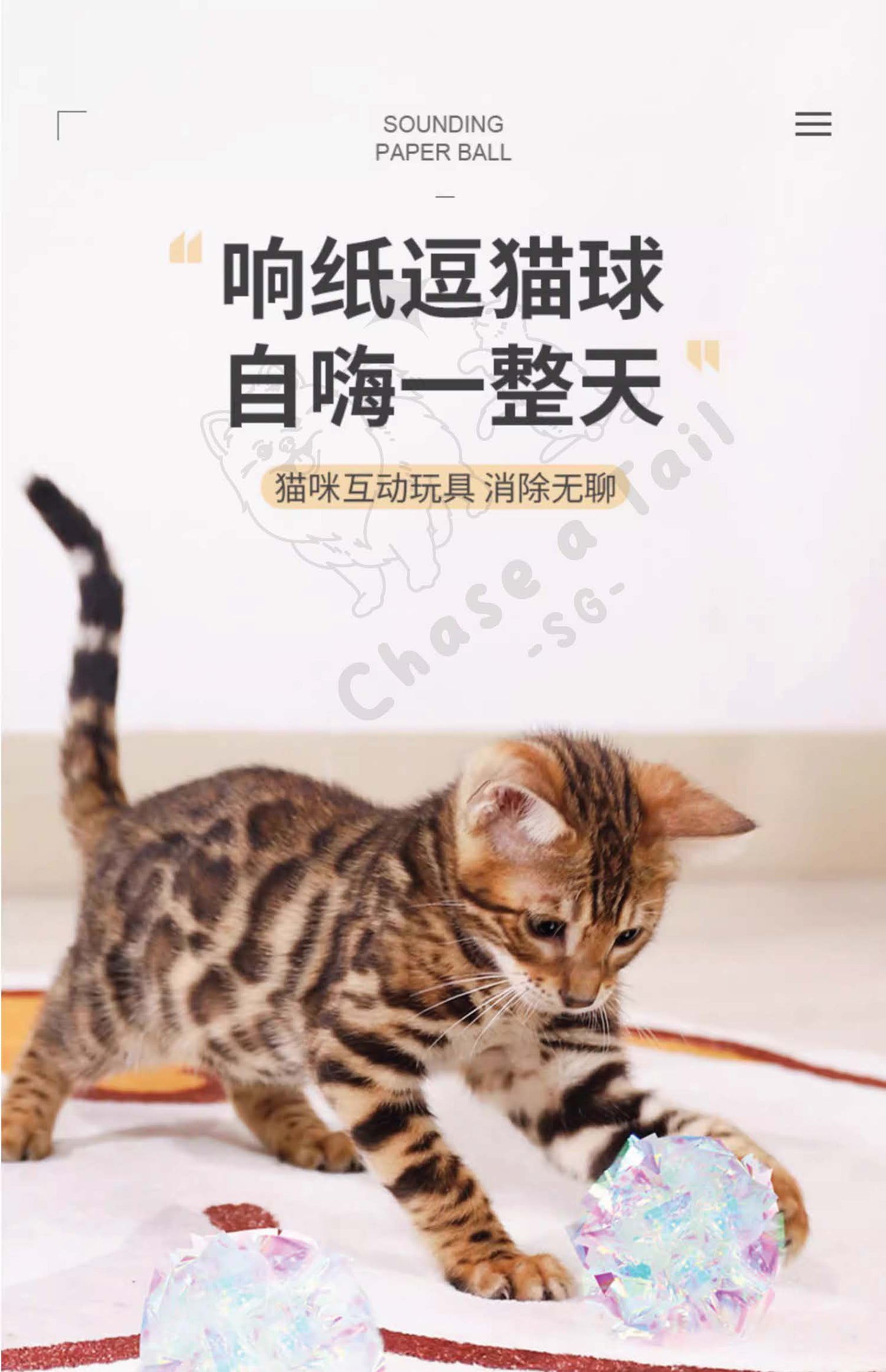 Engaging & Interactive Cat / kitten Crinkle Ball Toy