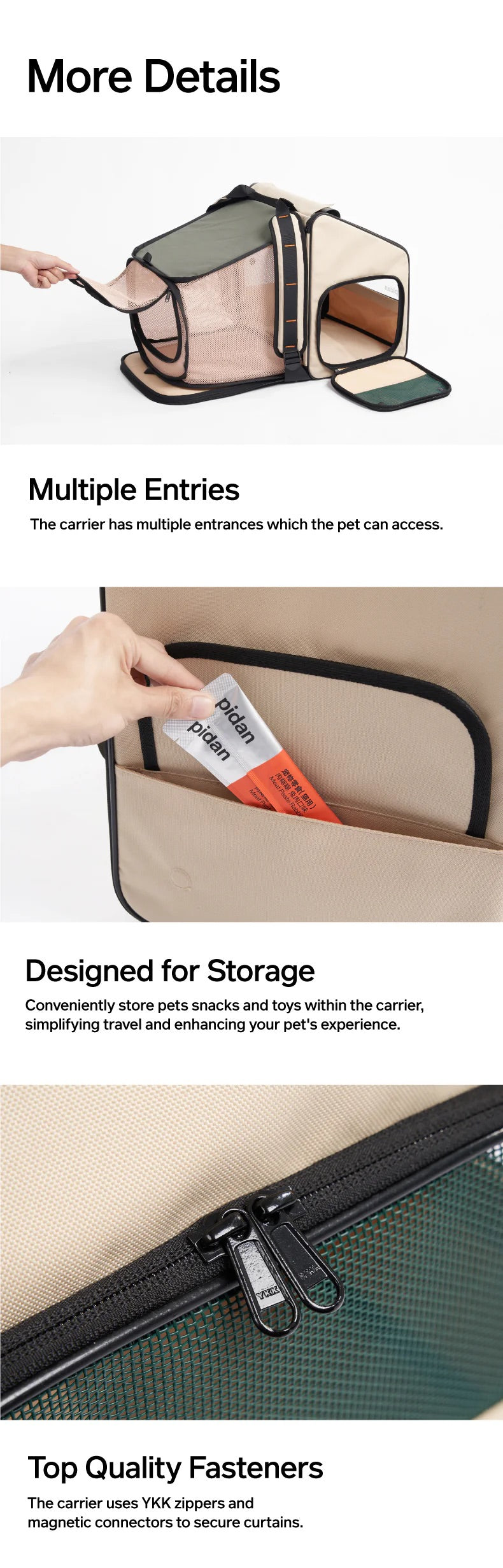 PIDAN Expandable Pet Travel Carrier - Portable Cat Litter Box