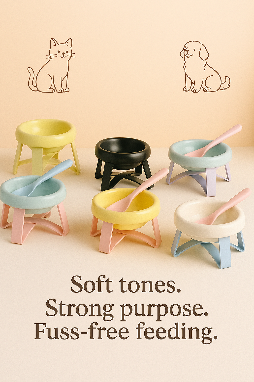Chase A Tail Ceramic Pet Bowl & Stand — Where Form Meets Function for Your Furry Friend