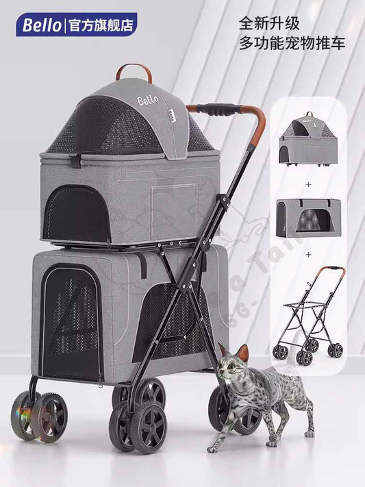 Bello Lightweight Foldable 
Double-Layer Pet Stroller