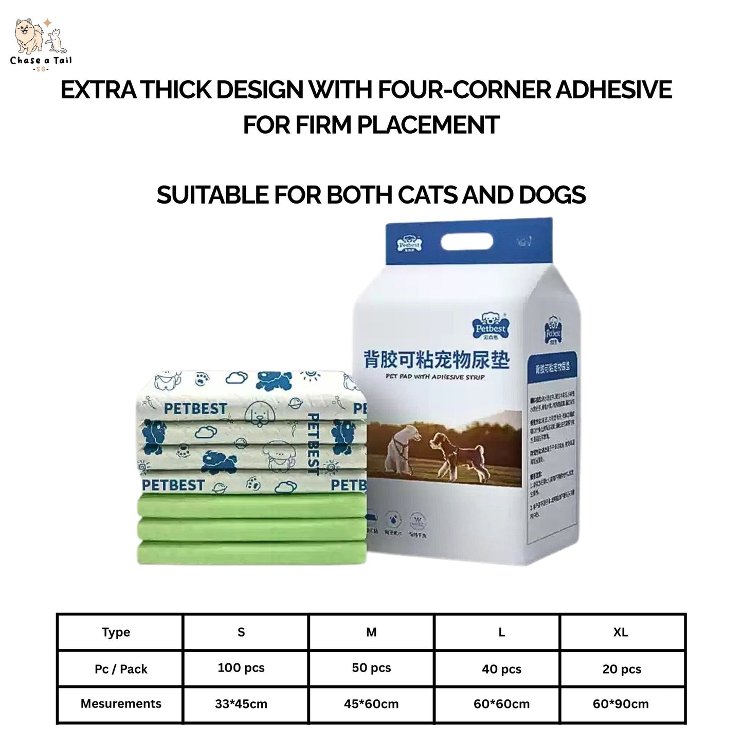 Pet Best Adhesive Pet Pee Pads Dog Wee Pads