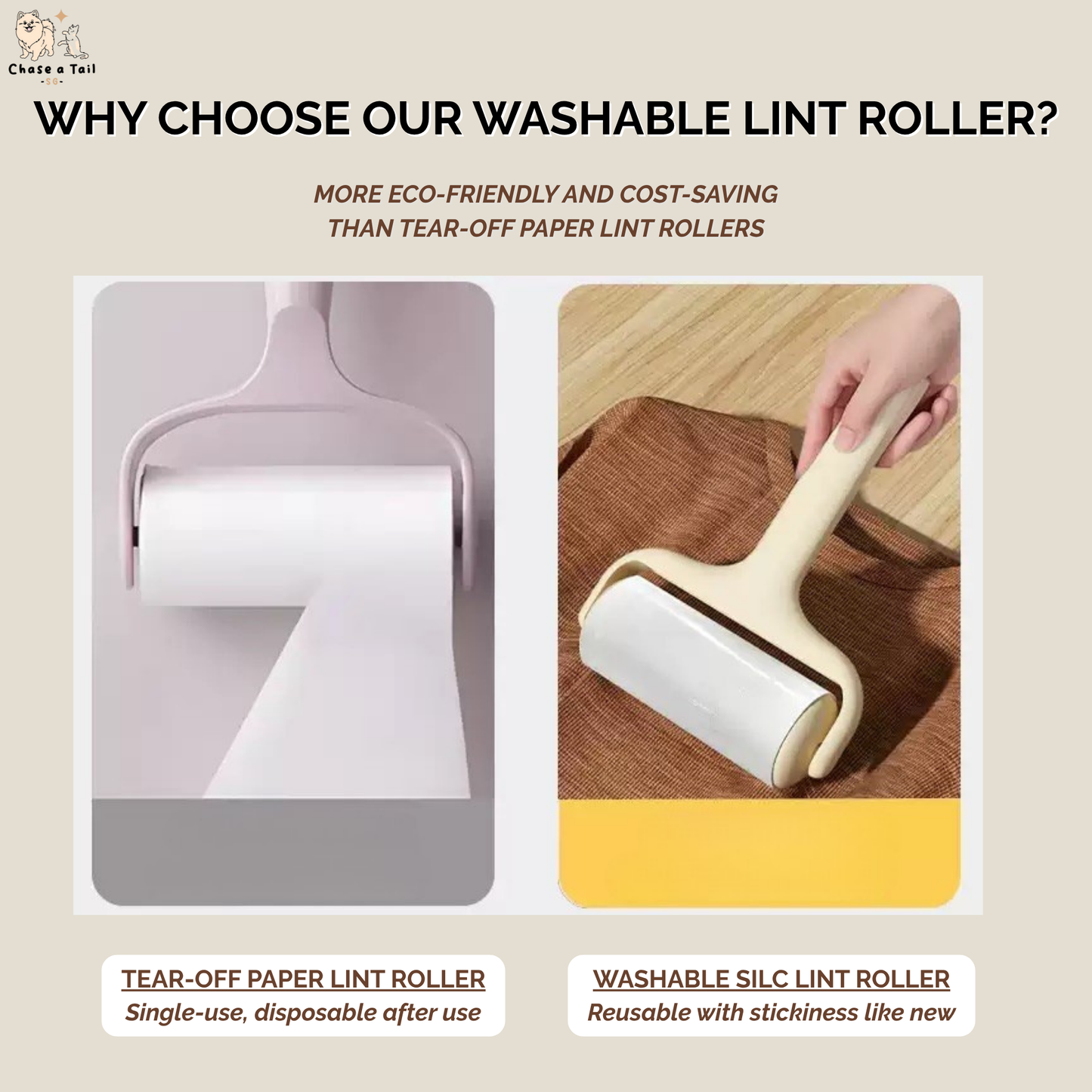 🐾 Reusable Pet Fur Lint Roller – Washable Pet Fur Remover